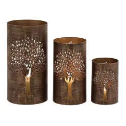 Candle Holders>Kirklands Home Bronze Metal Tree Hurricanes, Set of 3 Brown