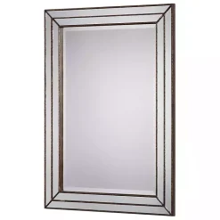 Kirklands Home Bronze Metallic Grooved Texture Wall Mirror Brown New