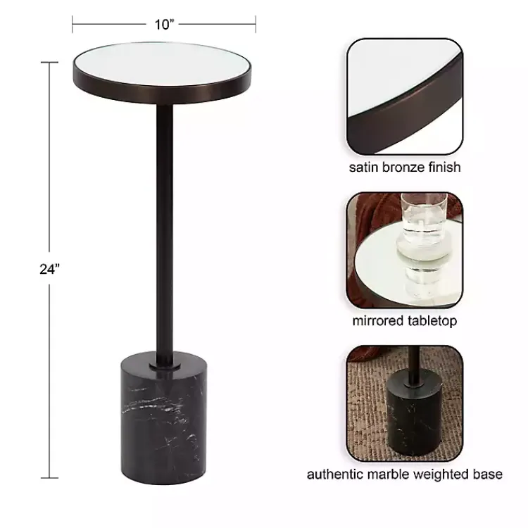 Kirklands Home Bronze Mirror Tabletop Round Cocktail Table Black Best