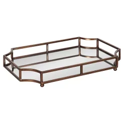 Decorative Trays>Kirklands Home Bronze Scalloped Reflective Tray Brown