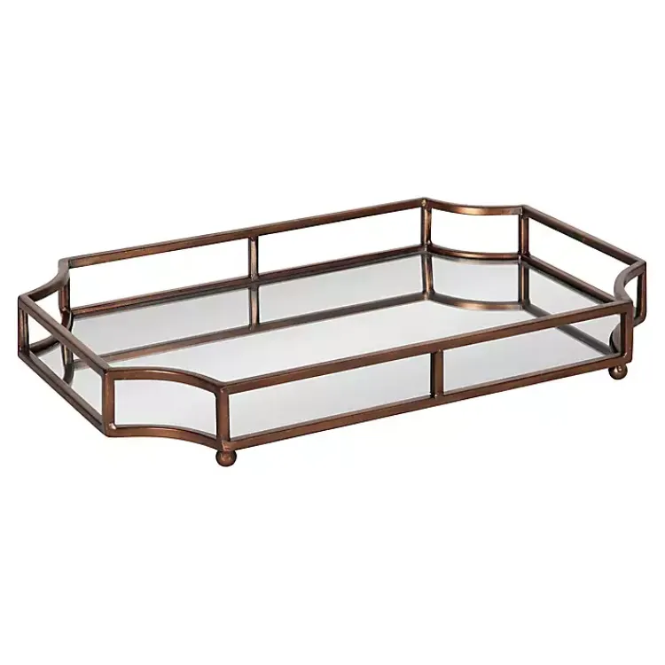 Decorative Trays>Kirklands Home Bronze Scalloped Reflective Tray Brown