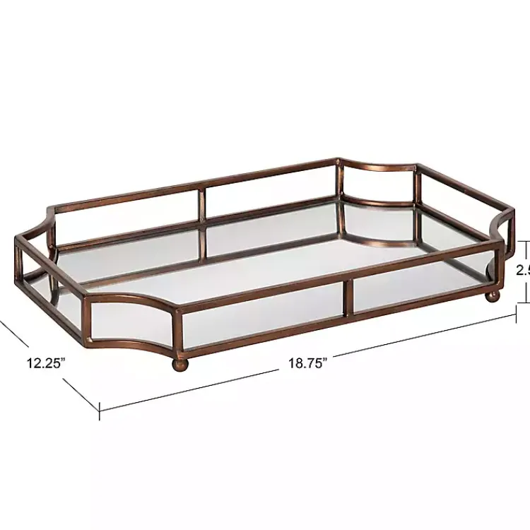 Decorative Trays>Kirklands Home Bronze Scalloped Reflective Tray Brown