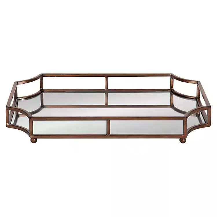 Decorative Trays>Kirklands Home Bronze Scalloped Reflective Tray Brown