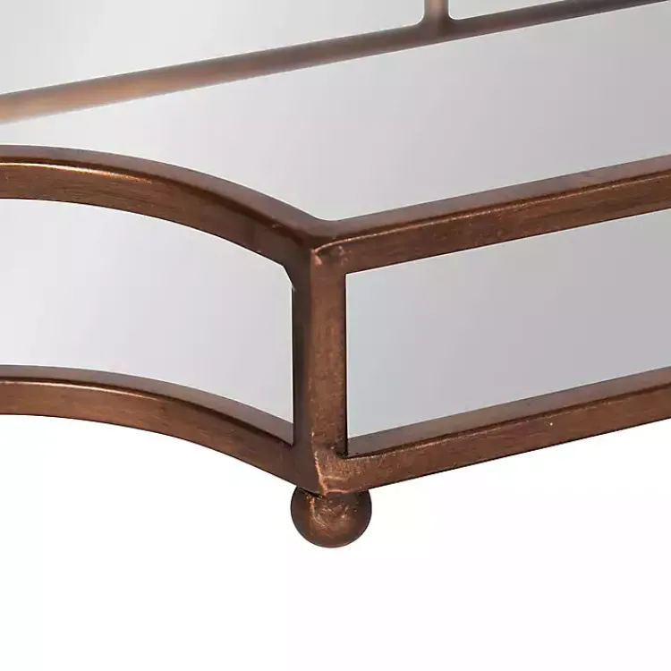Decorative Trays>Kirklands Home Bronze Scalloped Reflective Tray Brown