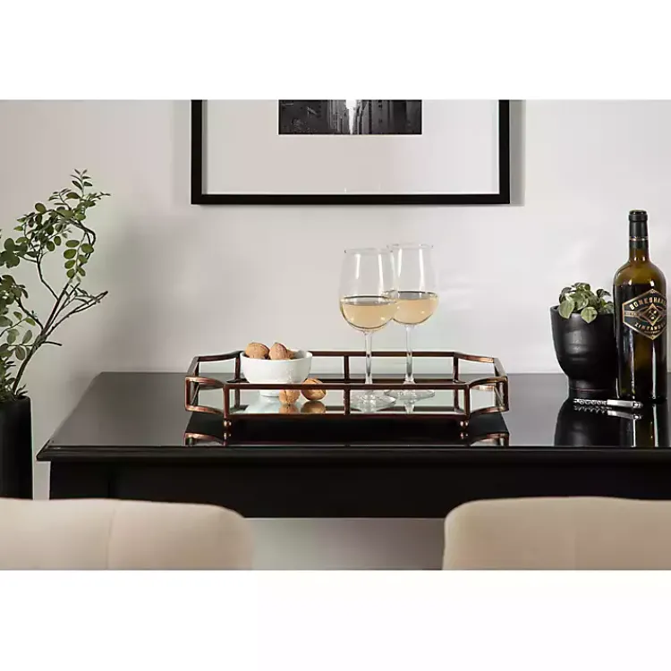 Decorative Trays>Kirklands Home Bronze Scalloped Reflective Tray Brown
