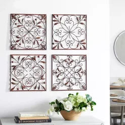 Kirklands Home Bronze Scrollwork 4-pc. Panel Wall Art Brown Outlet