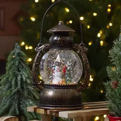 Christmas Decorations>Kirklands Home Bronze Snowman and Trees Snow Globe