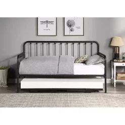 Kirklands Home Bronze Spindleback Metal Trundle Day Bed Brown Clearance