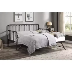 Kirklands Home Bronze Spindleback Metal Trundle Day Bed Brown Clearance