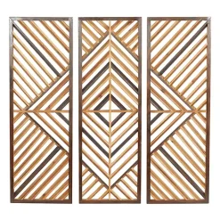 Kirklands Home Bronze Wood Geometric Wall Plaques, Set of 3 Tan Discount