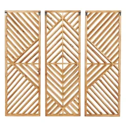 Kirklands Home Bronze Wood Geometric Wall Plaques, Set of 3 Tan Discount