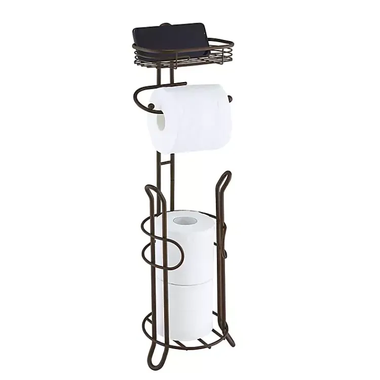 Kirklands Home Bronze Toilet Paper Storage Stand with Basket Brown Best