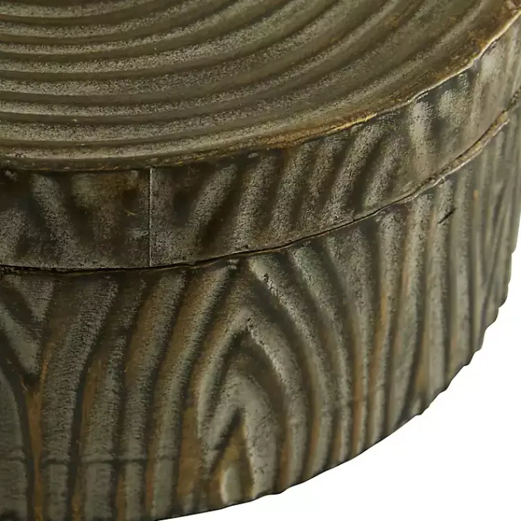 Baskets & Boxes>Kirklands Home Bronze Tree Bark Round Metal Boxes, Set of 2 Brown