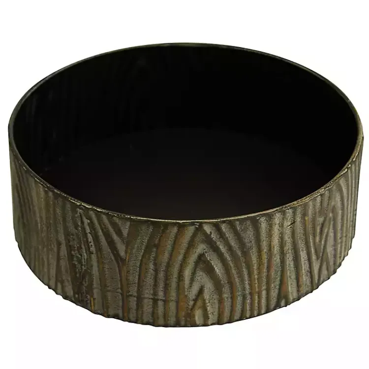 Baskets & Boxes>Kirklands Home Bronze Tree Bark Round Metal Boxes, Set of 2 Brown