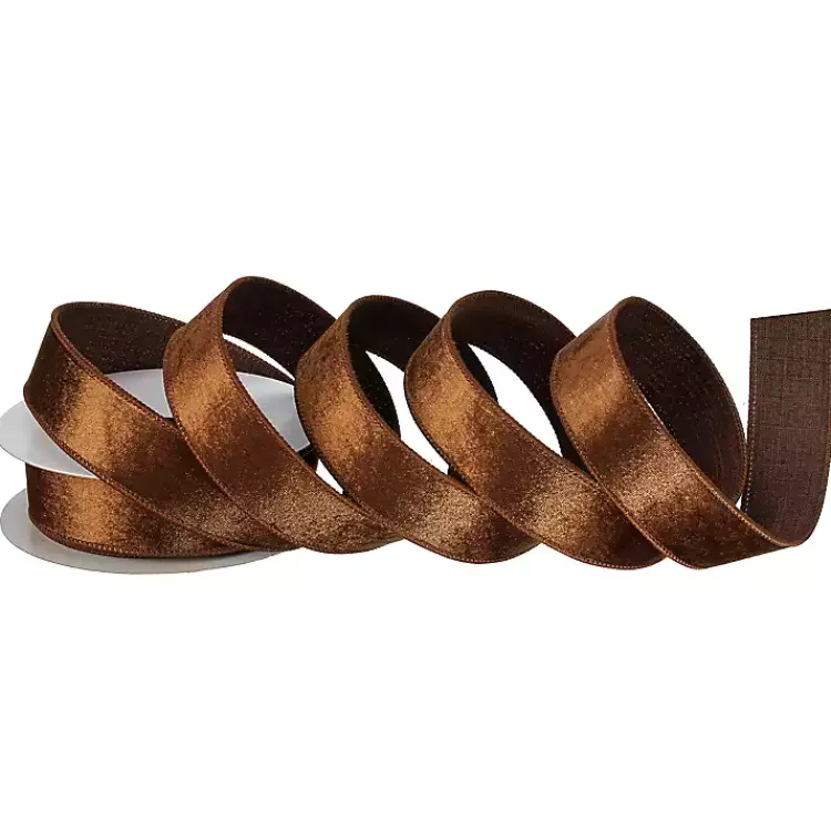 Christmas Decorations>Kirklands Home Bronze Velvet Dupioni 10 yard Christmas Ribbon Brown