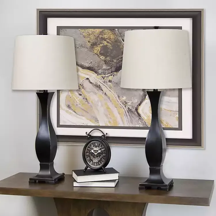 Kirklands Home Bronzed Hourglass 2-pc. Table Lamp Set White Sale