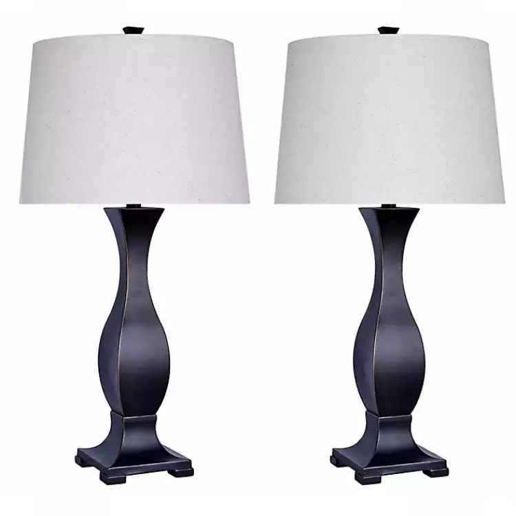 Kirklands Home Bronzed Hourglass 2-pc. Table Lamp Set White Sale