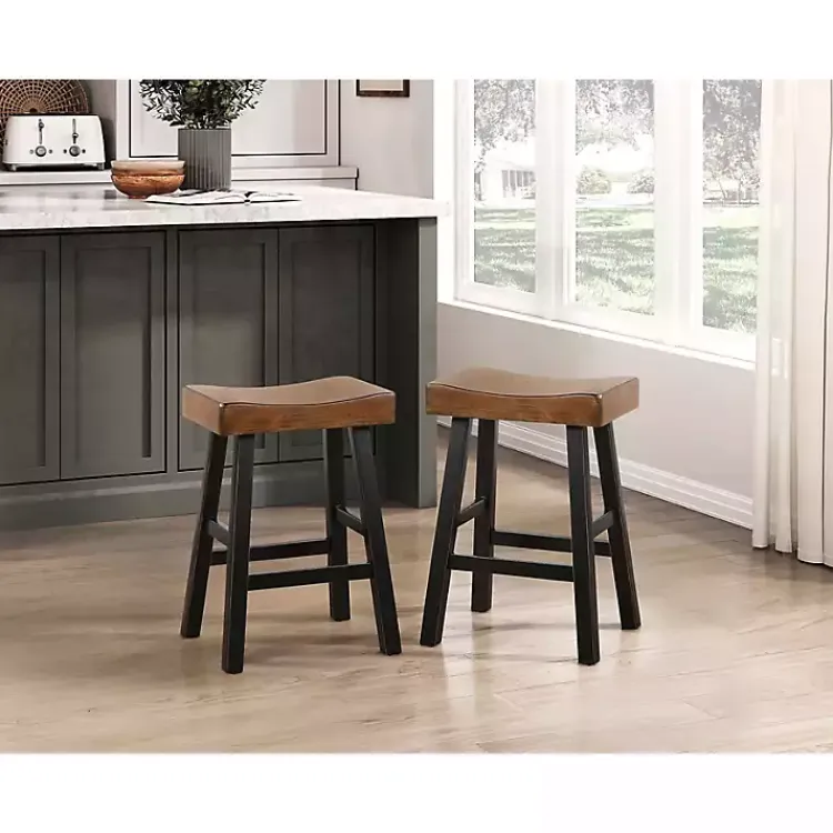 Kirklands Home Brown & Wood Counter Stools, Set of 2 Black Clearance