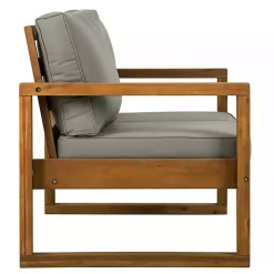Kirklands Home Brown Acacia Outdoor Loveseat with Cushions Gray Hot