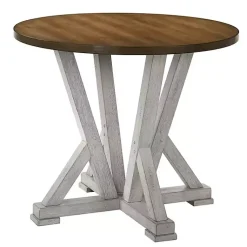 Kirklands Home Brown and Antique White Wood Counter Table Clearance