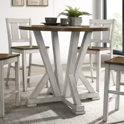 Kirklands Home Brown and Antique White Wood Counter Table Clearance