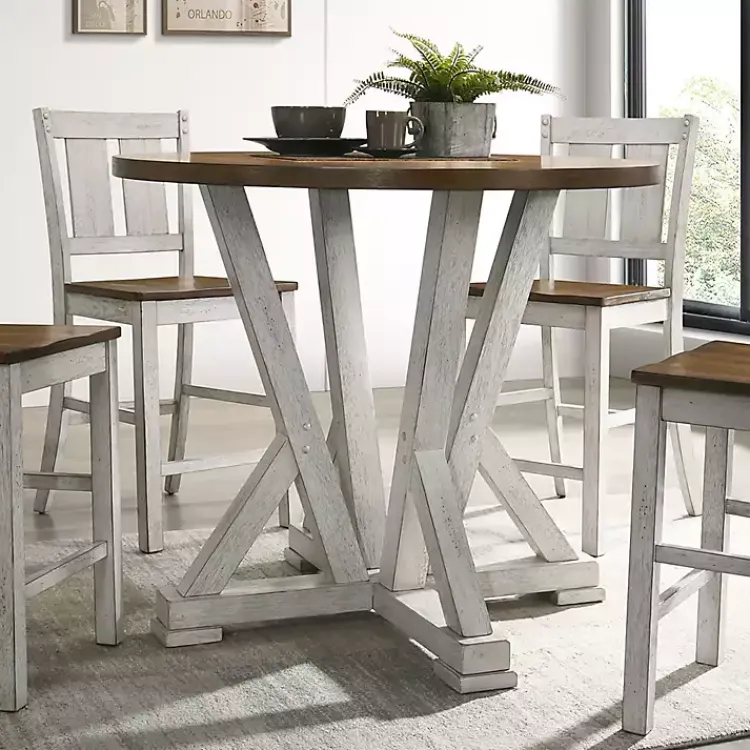 Kirklands Home Brown and Antique White Wood Counter Table Clearance