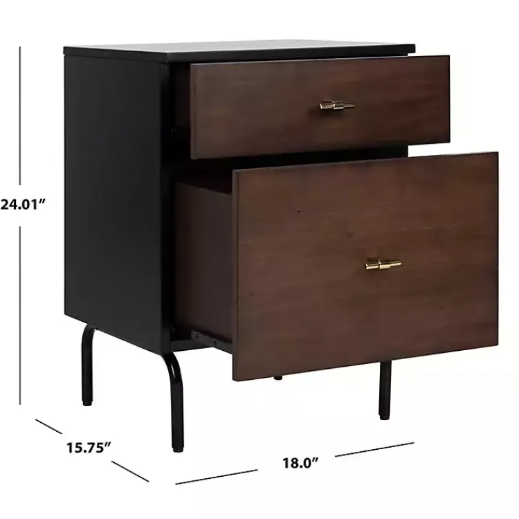 Kirklands Home and Black 2-Drawer Nightstand Brown Best