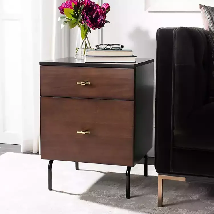 Kirklands Home and Black 2-Drawer Nightstand Brown Best