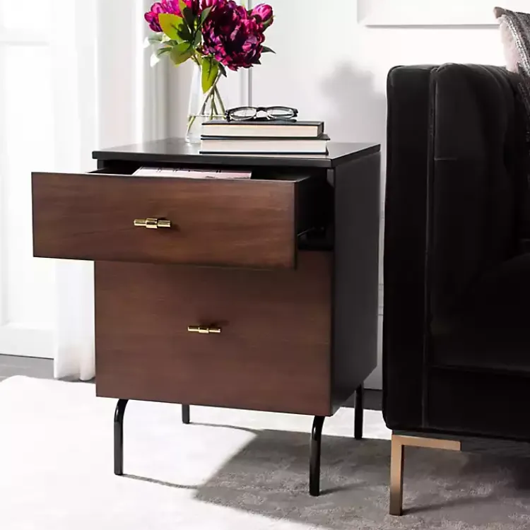 Kirklands Home and Black 2-Drawer Nightstand Brown Best