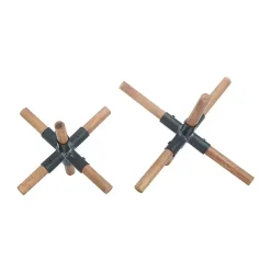 Statues & Figurines>Kirklands Home Brown and Black Wood Abstract Sculptures, Set of 2