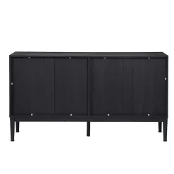 Kirklands Home Brown and Black Wood Chevron 4-Door Sideboard New