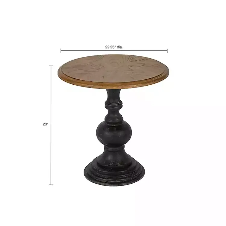 Kirklands Home Brown and Black Wooden Hemlock Accent Table Clearance