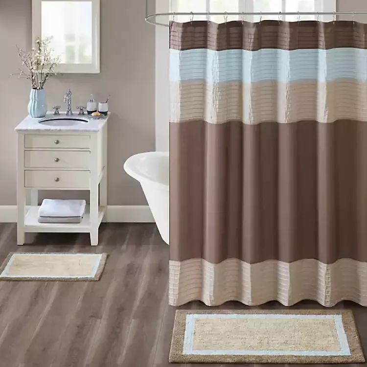 Kirklands Home Brown and Blue Border Cotton Bath Runner Best