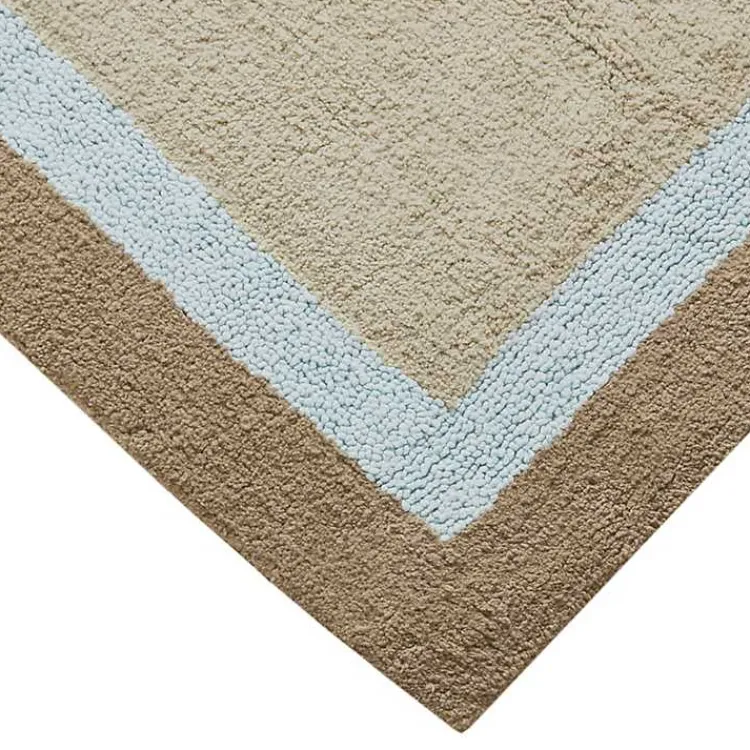 Kirklands Home Brown and Blue Border Cotton Bath Runner Best