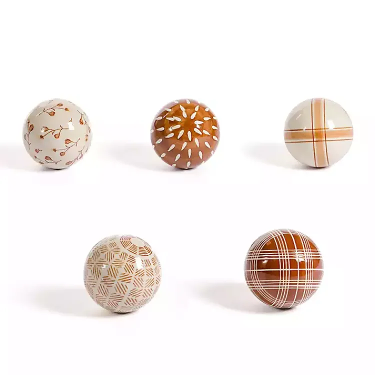 Bowl Filler>Kirklands Home Brown and Cream Porcelain Orbs, Set of 5