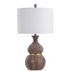 Kirklands Home Brown and Gold Gourd Table Lamp White New