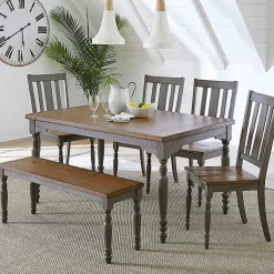 Kirklands Home Brown and Gray Traditional Wood Dining Table