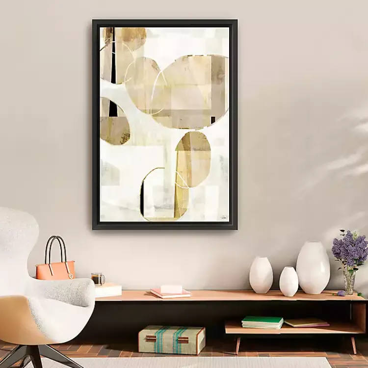 Kirklands Home Brown and Tan Shapes Framed Canvas Art Print Online