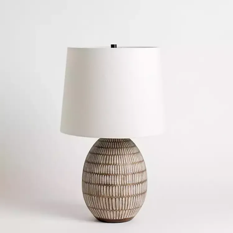 Kirklands Home and White Carved Ceramic Table Lamp Brown Best