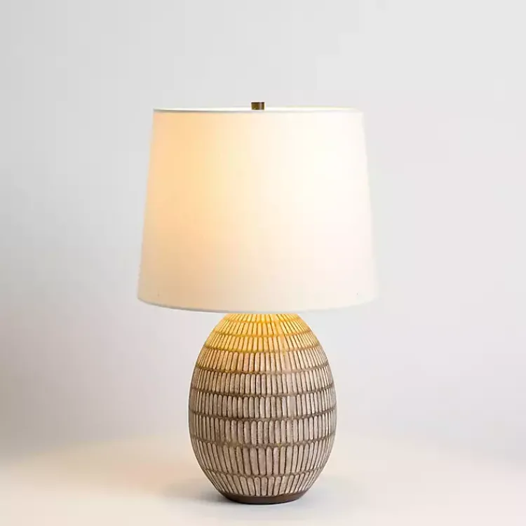 Kirklands Home and White Carved Ceramic Table Lamp Brown Best