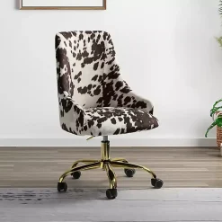 Kirklands Home Brown and White Upholstered Cow Print Office Chair New