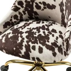 Kirklands Home Brown and White Upholstered Cow Print Office Chair New