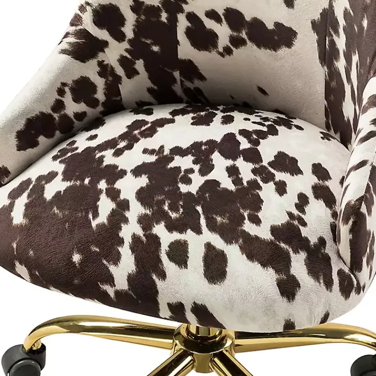 Kirklands Home Brown and White Upholstered Cow Print Office Chair New