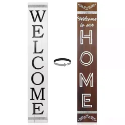 Kirklands Home Brown and White Welcome Home Two-Sided Porch Board Best