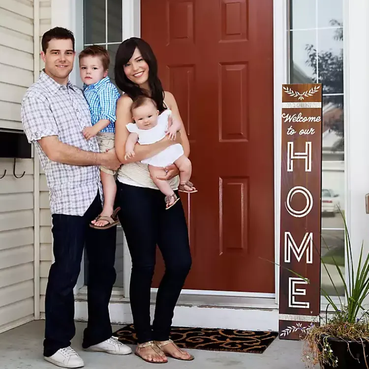 Kirklands Home Brown and White Welcome Home Two-Sided Porch Board Best