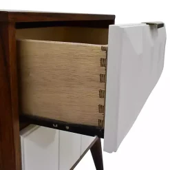 Kirklands Home Brown and White Wood 2-Drawer Nightstand New