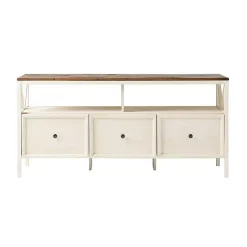 Kirklands Home Brown and Whitewashed Wood 3-Drawer Media Cabinet Discount
