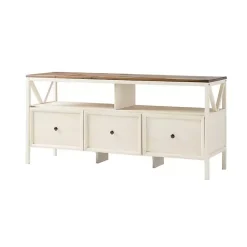 Kirklands Home Brown and Whitewashed Wood 3-Drawer Media Cabinet Discount