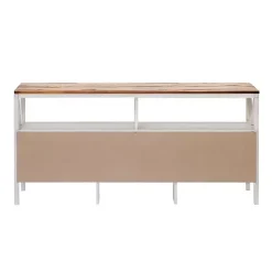Kirklands Home Brown and Whitewashed Wood 3-Drawer Media Cabinet Discount