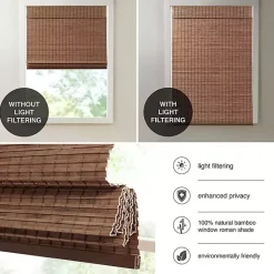 Kirklands Home Bamboo Light Filtering Roman Shade, 29 in. Brown Clearance